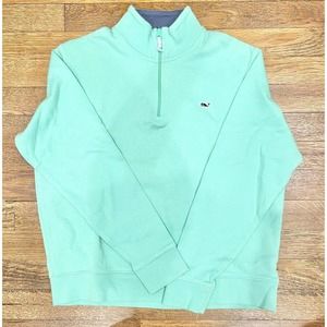 Vineyard Vines Unisex Kids Pullover Half Zip Sweater Green Sz Large 16/18